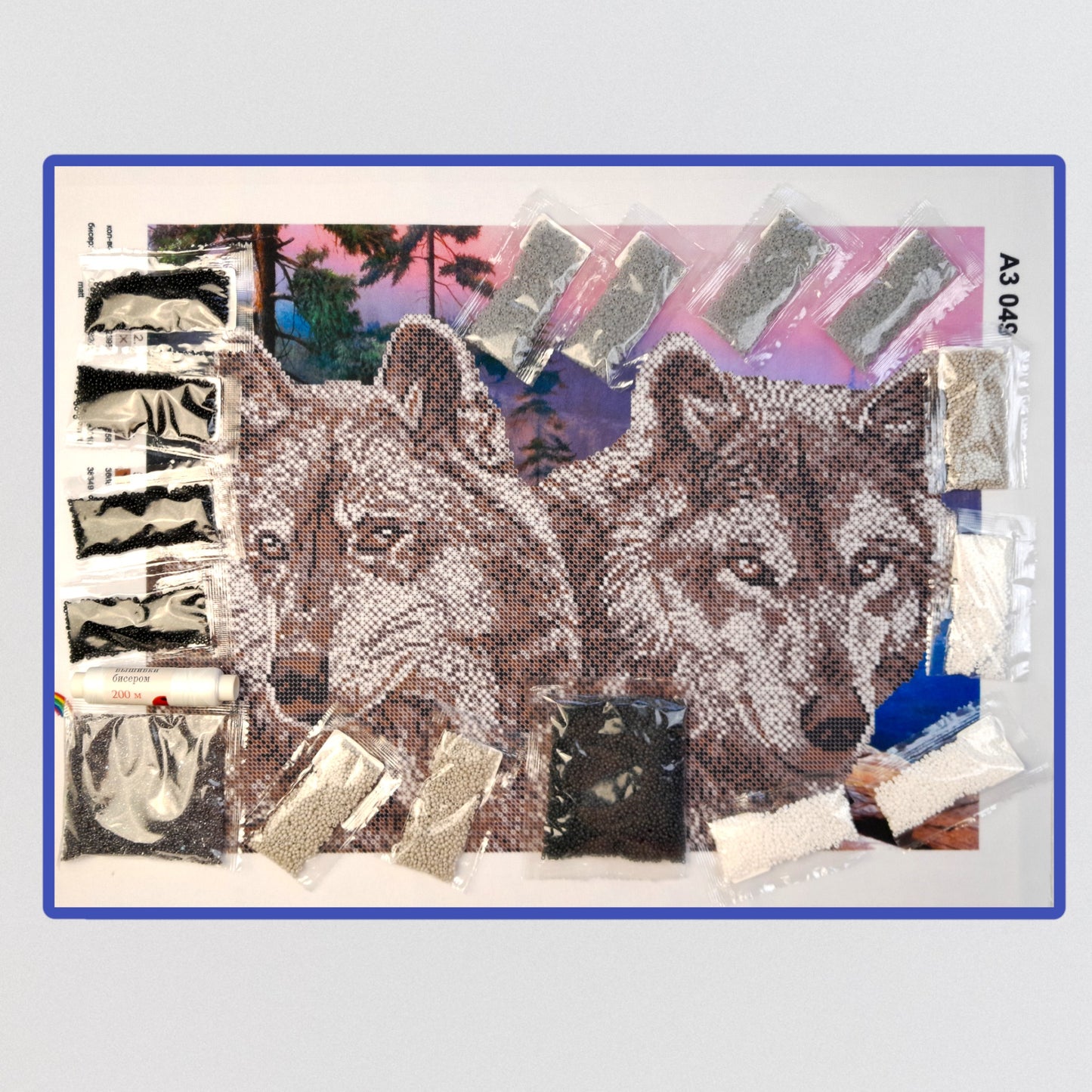 DIY Bead embroidery kit "Wolves". Size: 15.7-11.8" (40-30cm) - VadymShop