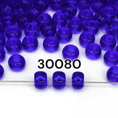 2/0 30080 Perles de Verre Tchèques Preciosa de Rocaille 6.1mm. Bleu Transparent naturel.