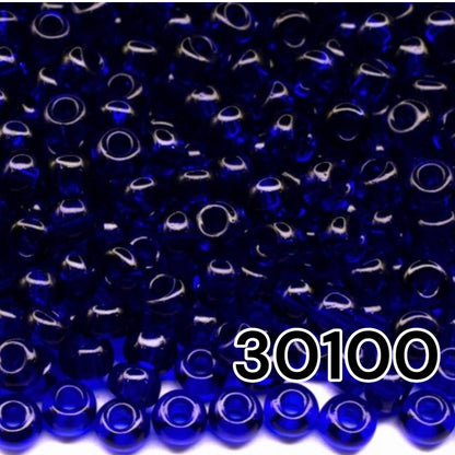 10/0 30100 Perles de graines Preciosa. Bleu Transparent naturel.