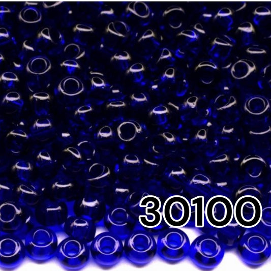 6/0 30100 Preciosa Seed Beads Blue. Transparent Natural.