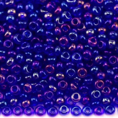 10/0 31080 Preciosa Czech Glass Seed Beads Rocailles 2.3mm. Blue Transparent Rainbow