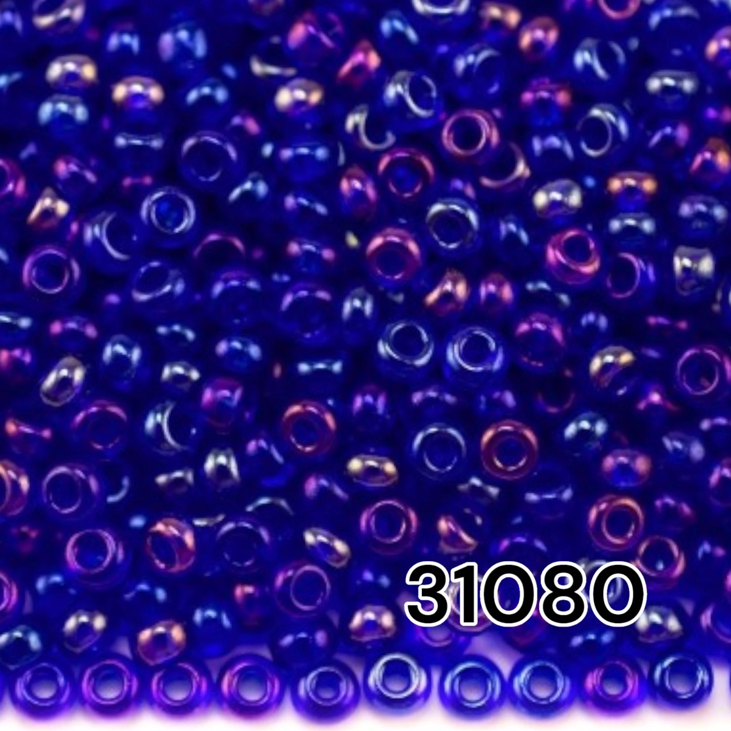 10/0 31080 Preciosa Czech Glass Seed Beads Rocailles 2.3mm. Blue Transparent Rainbow