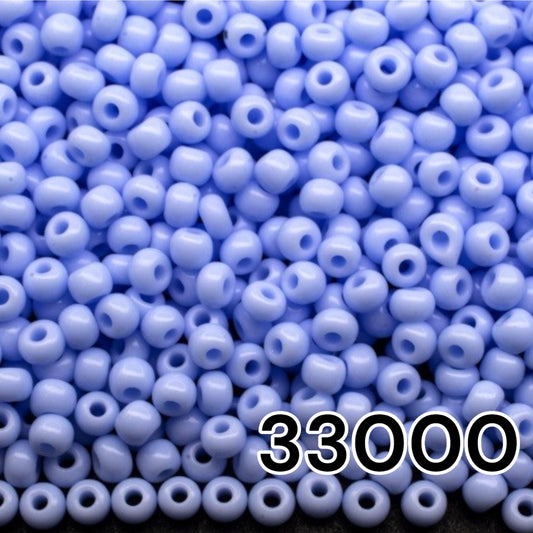 10/0 33000 Preciosa Seed Beads. Opaque light blue.