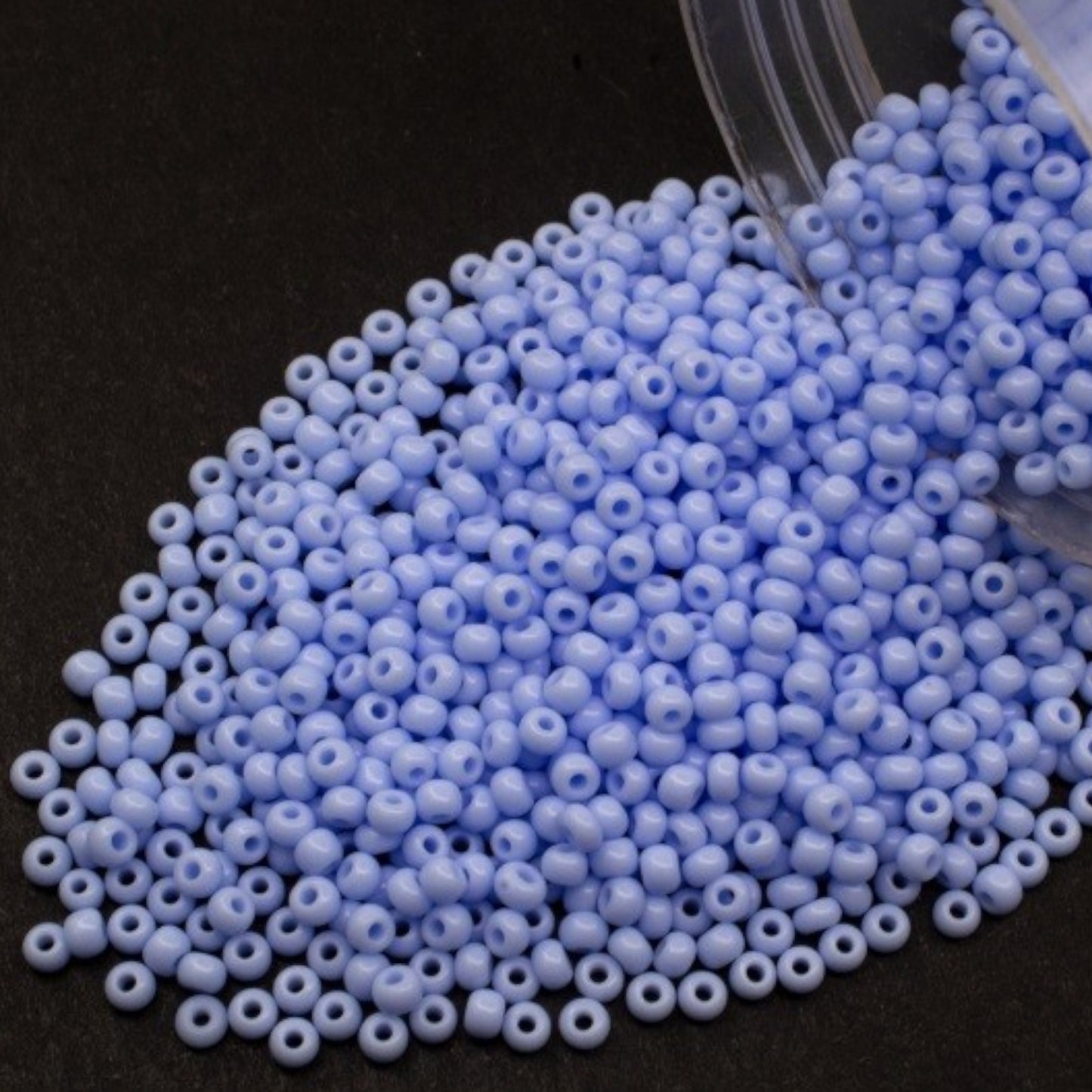 10/0 33000 Preciosa Seed Beads. Opaque light blue.