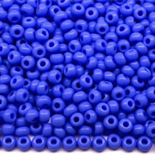 6/0 33040 Preciosa Tschechische Glas Perlen Rocailles 4.1mm. Blau - Opak Natürlich.