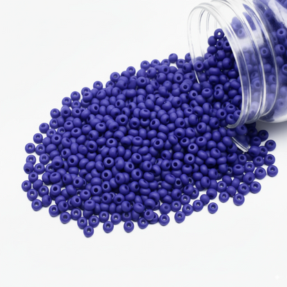 10/0 33050matte Preciosa Czech Glass Perler Rocailles 2.3mm. Opaque blå.