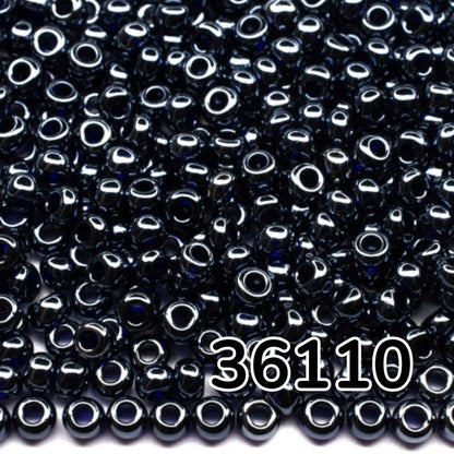 10/0 36110 Preciosa Tschechische Glasperlen Rocailles 2.3mm. Dunkler Saphir Transparent Sfinx.