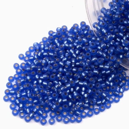 10/0 37030matte Preciosa Seed Beads. Blue transparent Silver lined.