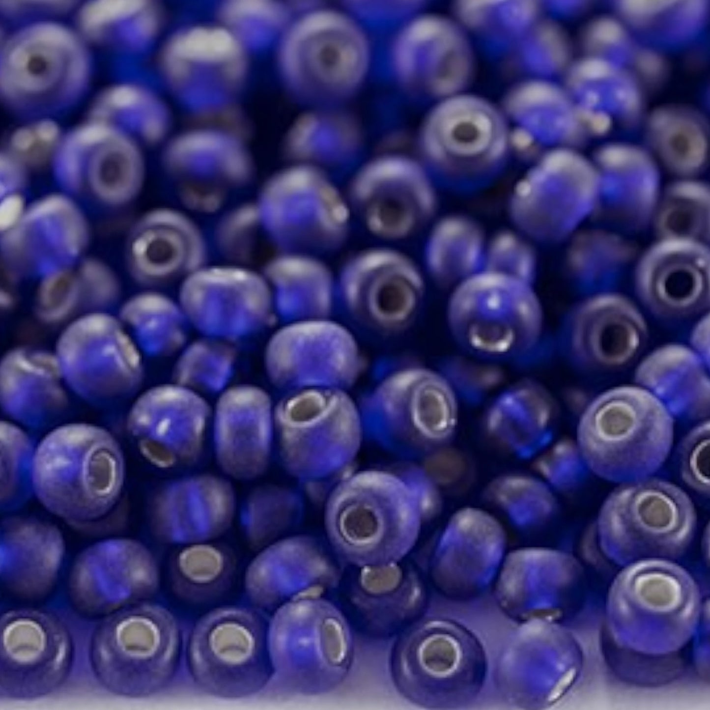 10/0 37100matte Preciosa Seed Beads. Blue transparent Silver lined.