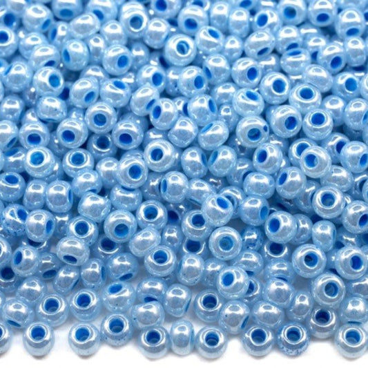 10/0 37365 Preciosa Чехски стъклени малки мъниста рокайли 2.3 мм. Цейлонско синьо - Сфинкс цвят с терракотово покритие