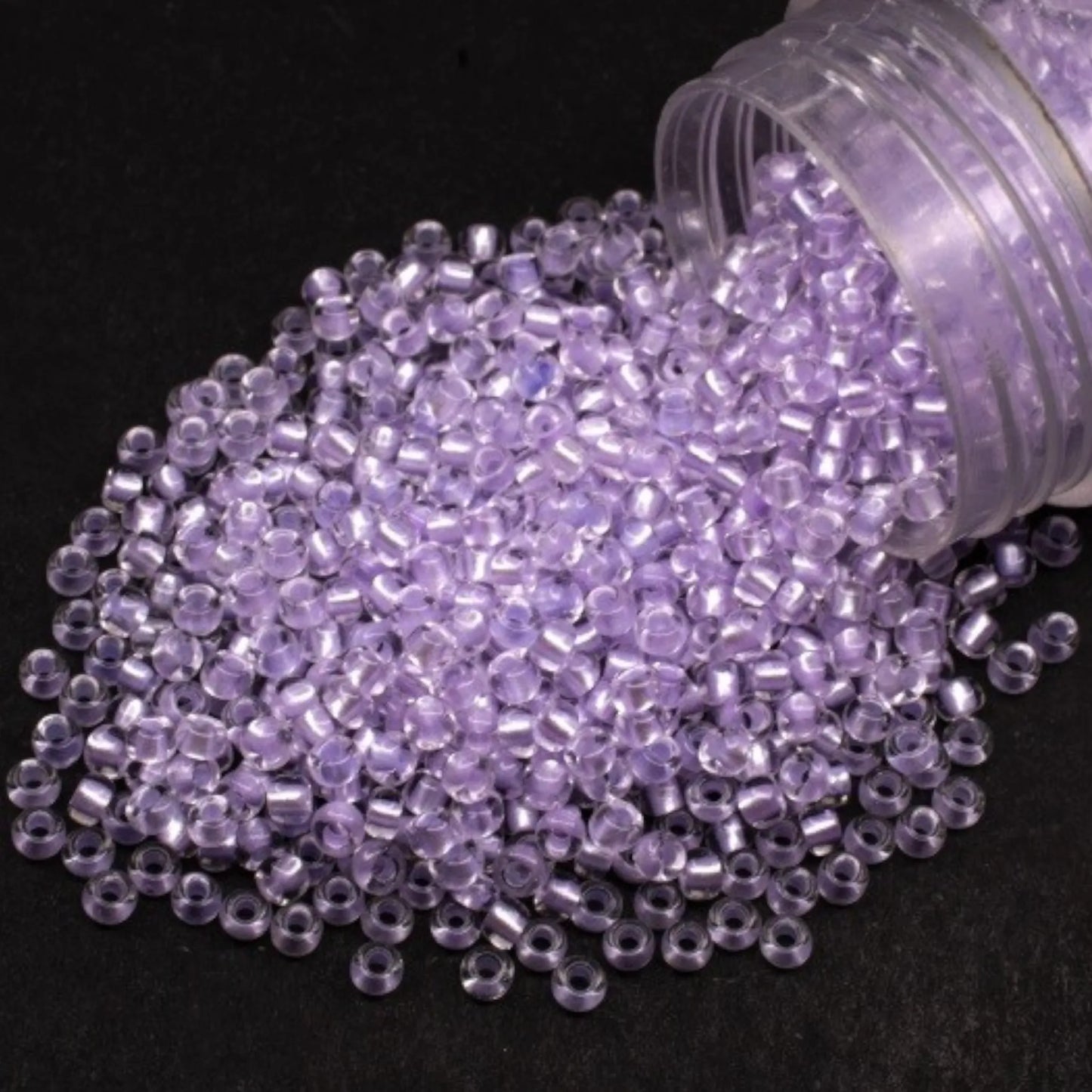 38228 Czech seed beads PRECIOSA Rocailles 10/0 lilac. Crystal - Terra Pearl Lined.