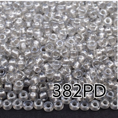 10/0 382PD Preciosa tschechische Rocailles-Perlen 2.3mm. Kristall, innen gefärbt graue Perle, Sfinx.