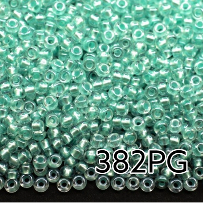Perline ceche Rocaille Preciosa 10/0 382PG 2.3mm. Cristallo, colore verde perlato rivestito, Sfinx.
