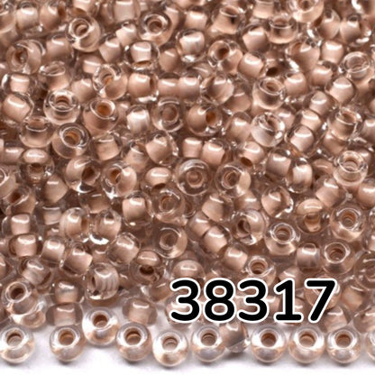 10/0 38317 Preciosa Tjeckiska glaspärlor Rocaillepärlor 2,3 mm. Kristallfärg med brun insida.