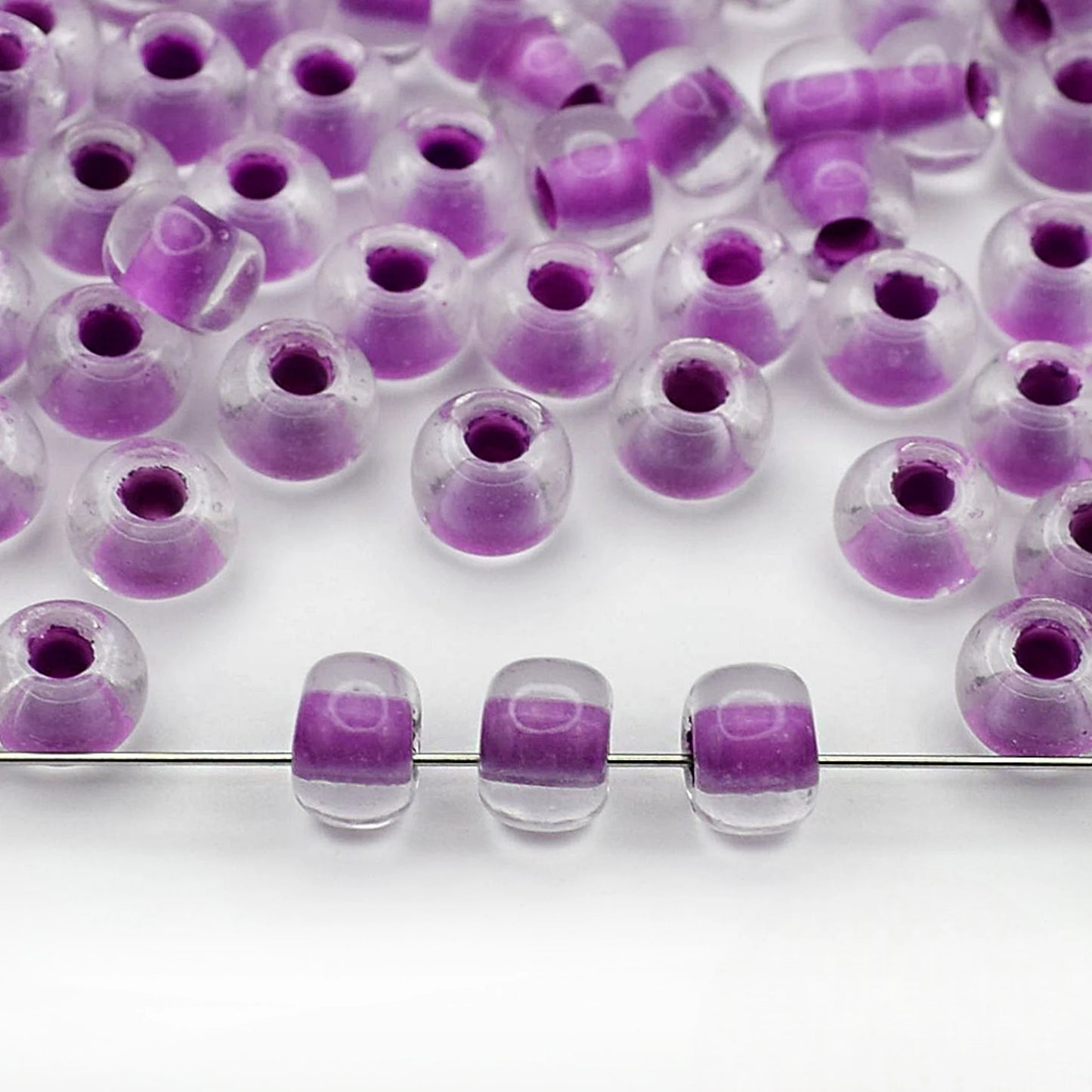 2/0 38328 Preciosa Czech Glass Seed Beads Rocailles 6.1mm. Lilac Lined.