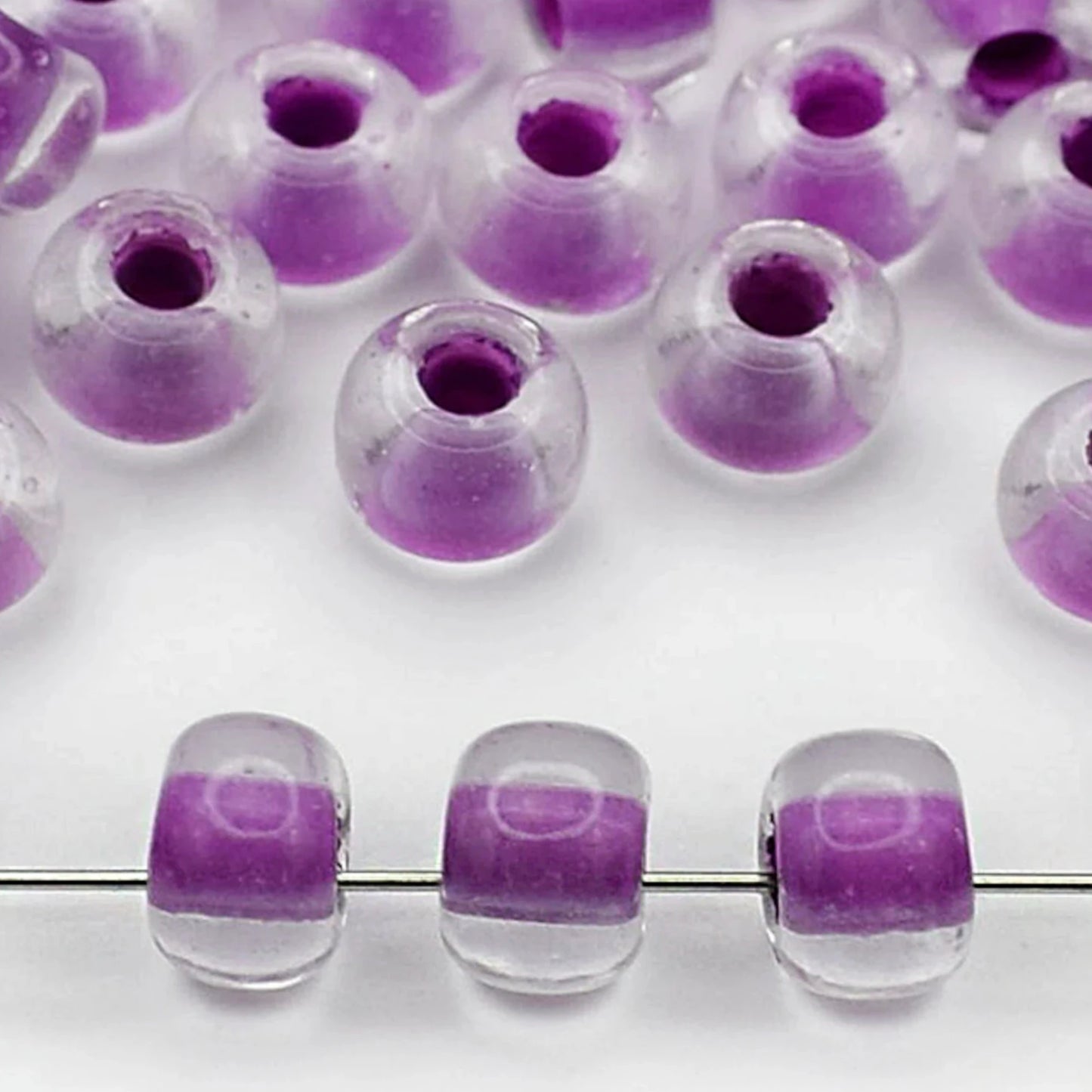 2/0 38328 Preciosa Czech Glass Seed Beads Rocailles 6.1mm. Lilac Lined.