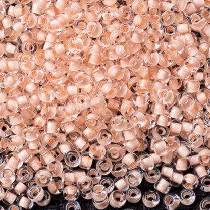10/0 38387 Preciosa Чеський Скляний Бісер Рокайль 2.3 мм. Кришталевий Колір з Рожевою Облямівкою.