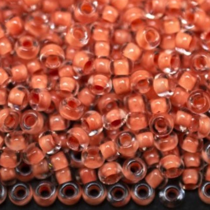 10/0 38389 Preciosa Çek Camı Kum Boncuğu Rocaille Boncuk 2.3mm. Kristal Renkli Çizgili Turuncu.