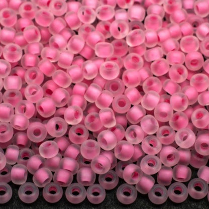 Perles de Rocaille en verre tchèque Preciosa mate 10/0 38394, 2,3 mm. Couleur cristal doublée rose mate.