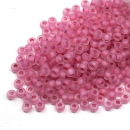 Perles de Rocaille en verre tchèque Preciosa mate 10/0 38394, 2,3 mm. Couleur cristal doublée rose mate.