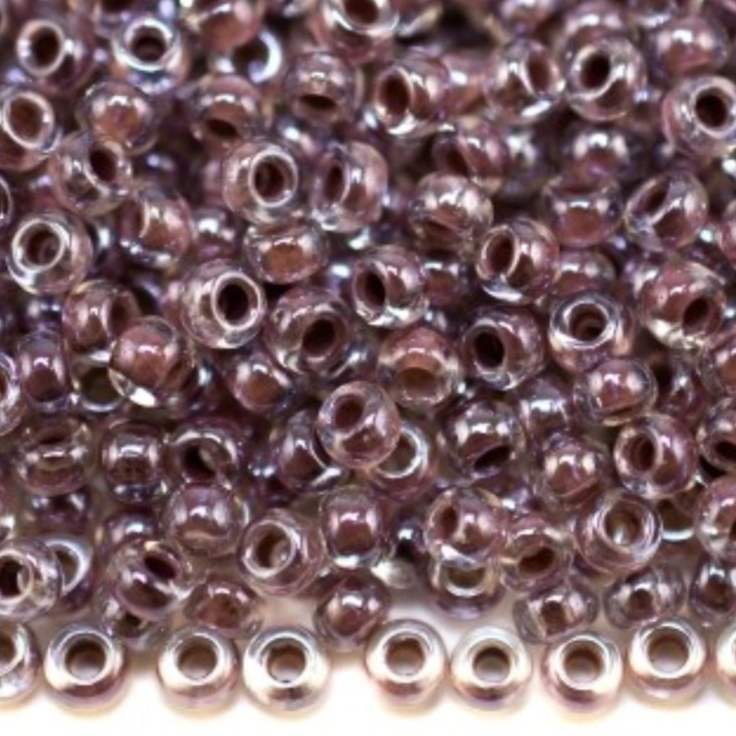 10/0 38619 Preciosa Çek Camı Kum Boncuğu Rocaille Boncuk 2.3mm. Kristal Renkli Kahverengi Çizgili Sfinx.