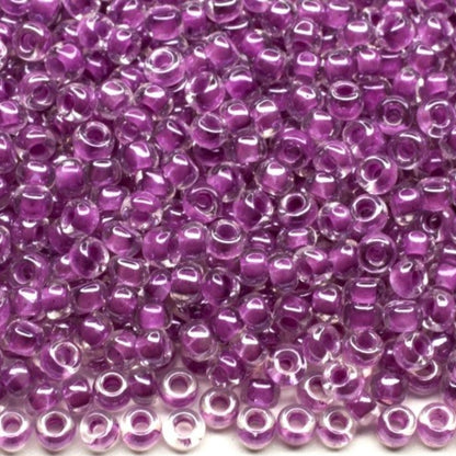 10/0 38628 Perles de Verre Tchèque Preciosa de Rocaille 2,3 mm. Couleur Cristal Bordée Violet Sfinx.