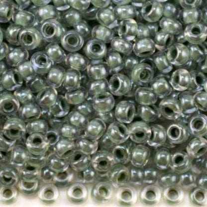 10/0 38659 Perline di Vetro Ceco Preciosa Rocaille 2,3 mm. Colore Cristallo Rivestito Verde Sfinx.
