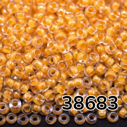 10/0 38683 Perles de Rocaille en verre tchèque Preciosa 2,3 mm. Couleur cristal doublée jaune Sfinx.