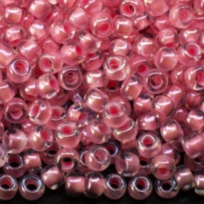 10/0 38694 Perline di Vetro Ceco Preciosa Rocaille 2,3 mm. Colore Cristallo con Finitura Rosa Sfinx.