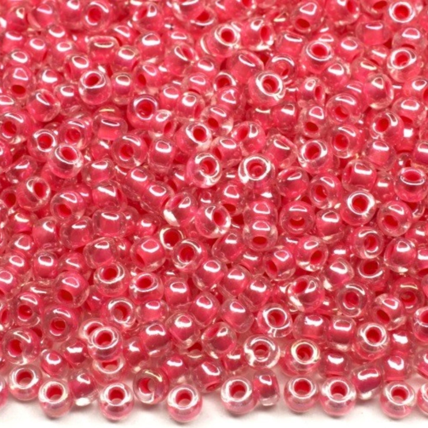 10/0 38698 Perline di Vetro Ceco Preciosa Rocaille 2,3 mm. Cristallo Colore Rivestito Rosso Sfinge.