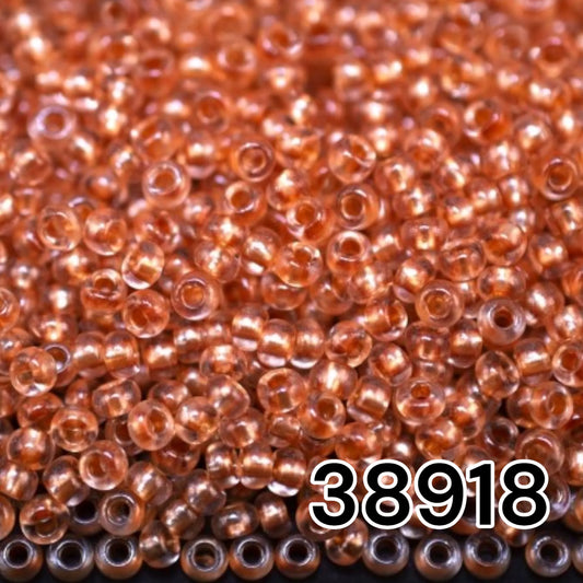 38918 Tschechische Rocailles PRECIOSA Rocailles 10/0 braun. Kristall – Terra Pearl gefüttert.