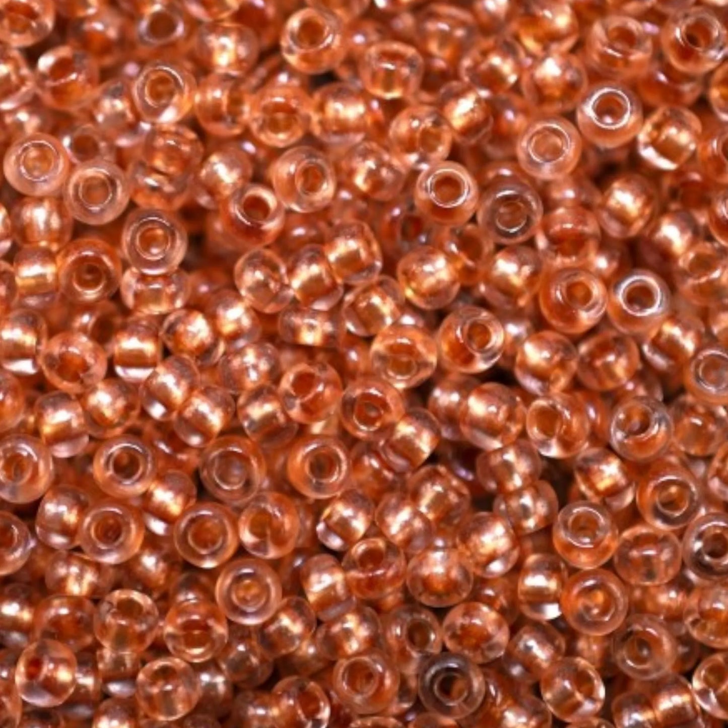 38918 Czech seed beads PRECIOSA Rocailles 10/0 brown. Crystal - Terra Pearl Lined.