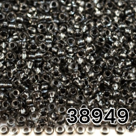 38949 Czech seed beads PRECIOSA Rocailles 10/0 grey. Crystal - Terra Pearl Lined.