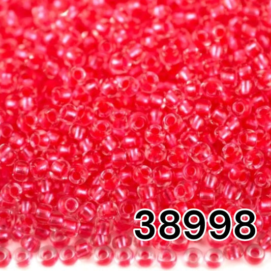 38998 Czech seed beads PRECIOSA Rocailles 10/0 pink. Crystal - Terra Pearl Lined.