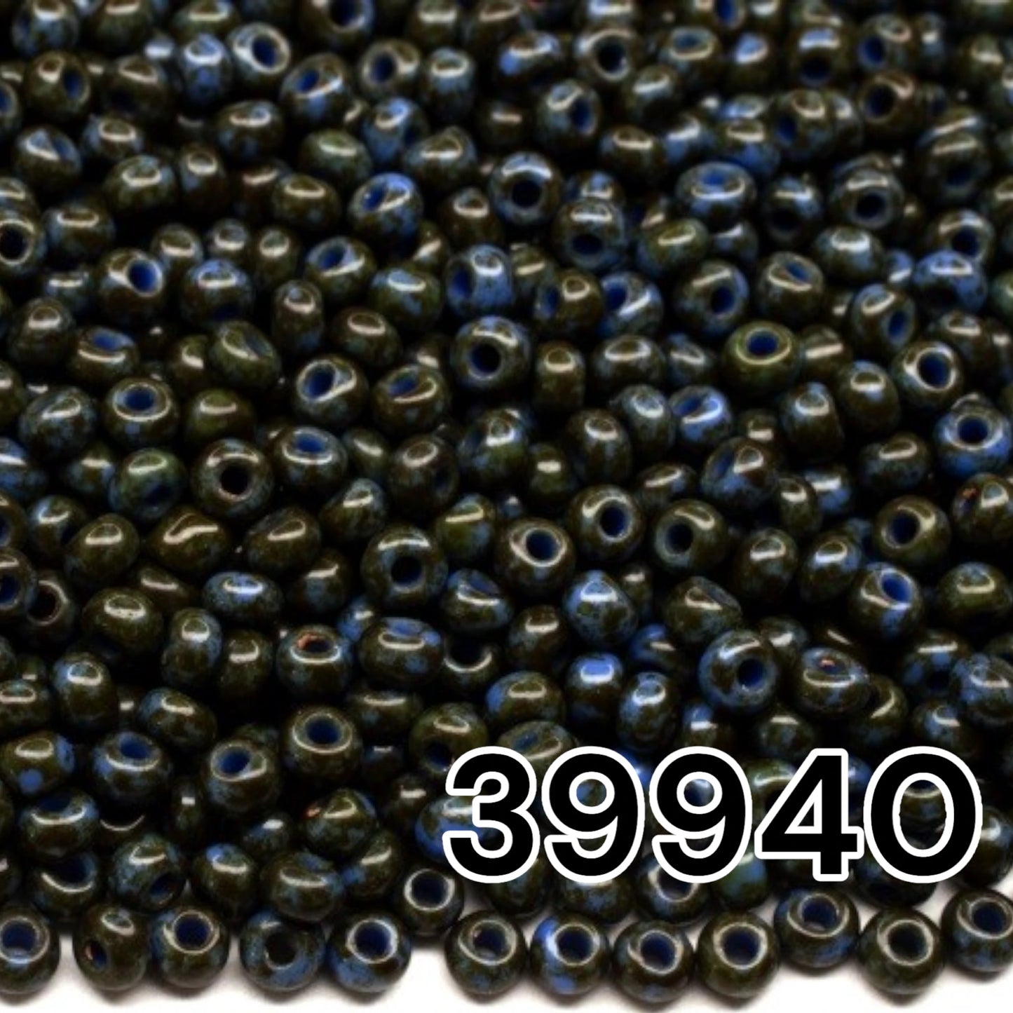 39940 Czech seed beads PRECIOSA round 10/0 Green Blue Travertin.