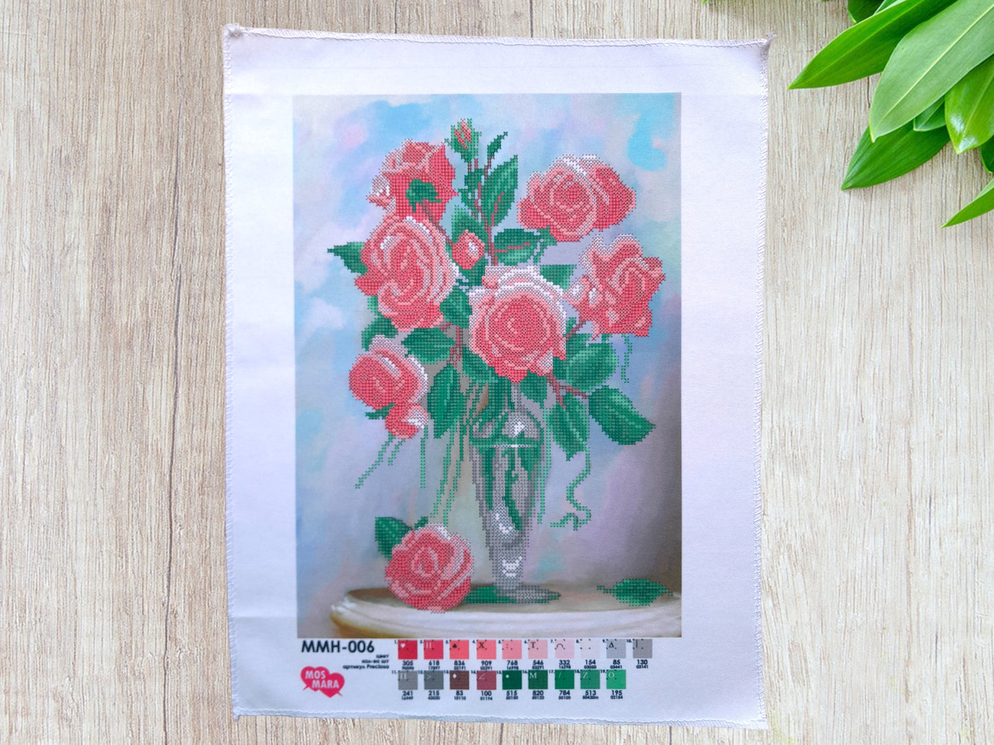 DIY Bead embroidery kit "Pink roses". "Pinks roses", size: 9.8-13.8in (25-35cm) - VadymShop
