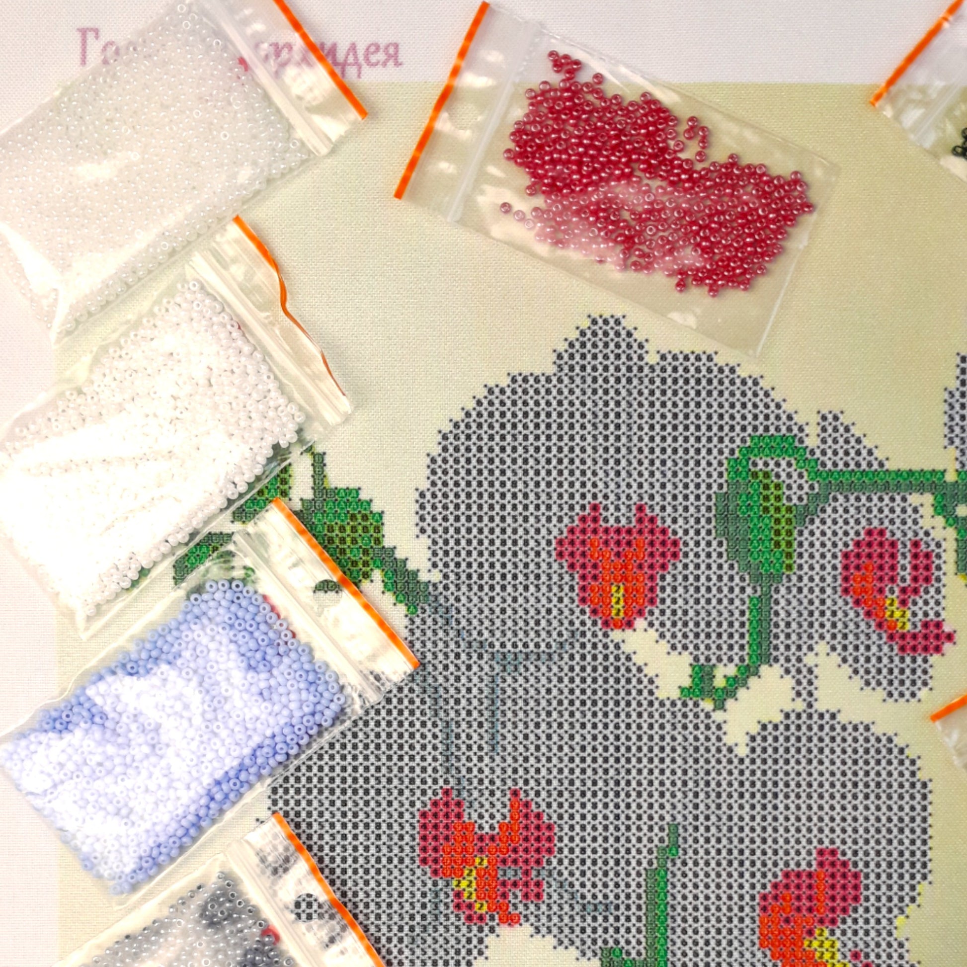 Bead embroidery kit "Orchid". Size: 8.7 - 13 in (22 - 33сm) - VadymShop