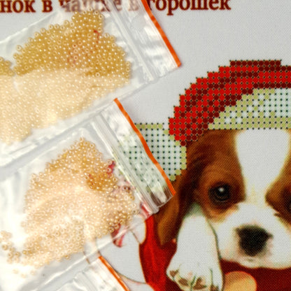 DIY Bead embroidery kit  "Puppy in a cup". Size: 5.9 - 7.5 in (15 - 19cm) - VadymShop