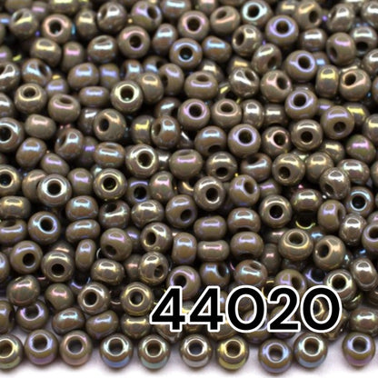 10/0 44020 Preciosa Seed Beads. Opaque rainbow grey.