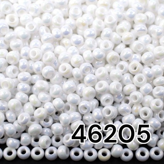 10/0 46205 Preciosa Seed Beads. Opaque rainbow white.