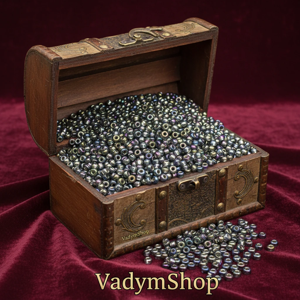 10/0 47019 Preciosa Чеський Скляний Бісер Рокайль 2.3mm. Сірий Прозорий зі сріблястою облямівкою, райдужний.