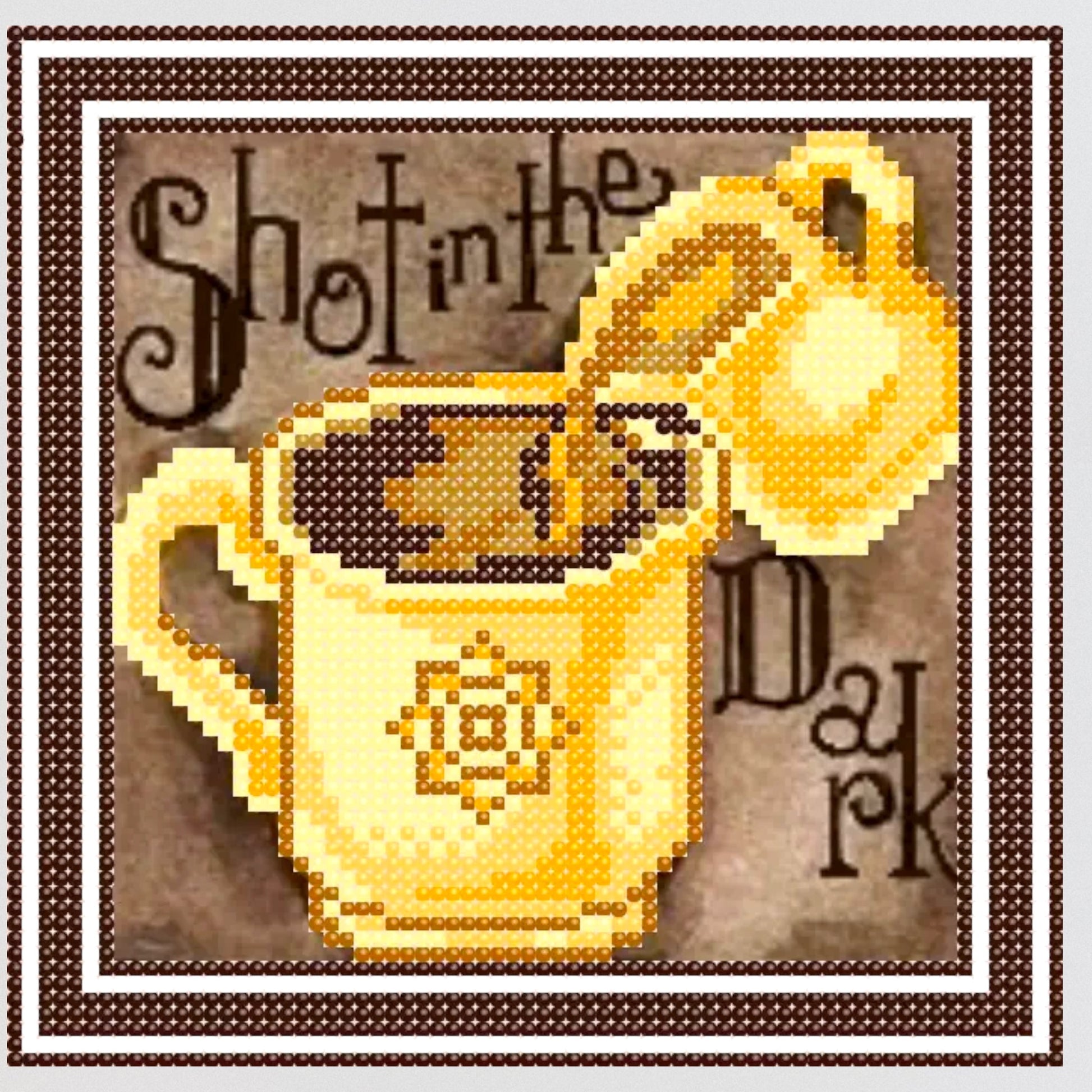 DIY Bead embroidery kit "Вlack coffee". size: 6.3 - 6.3in (16 - 16cm). - VadymShop