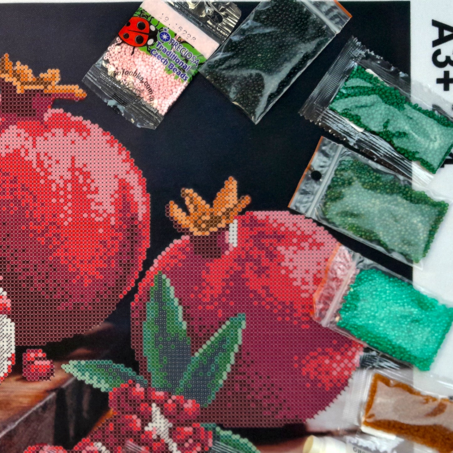DIY Bead embroidery kit "Pomegranate". Size: 18.8-12.6 in (48-32 сm) - VadymShop