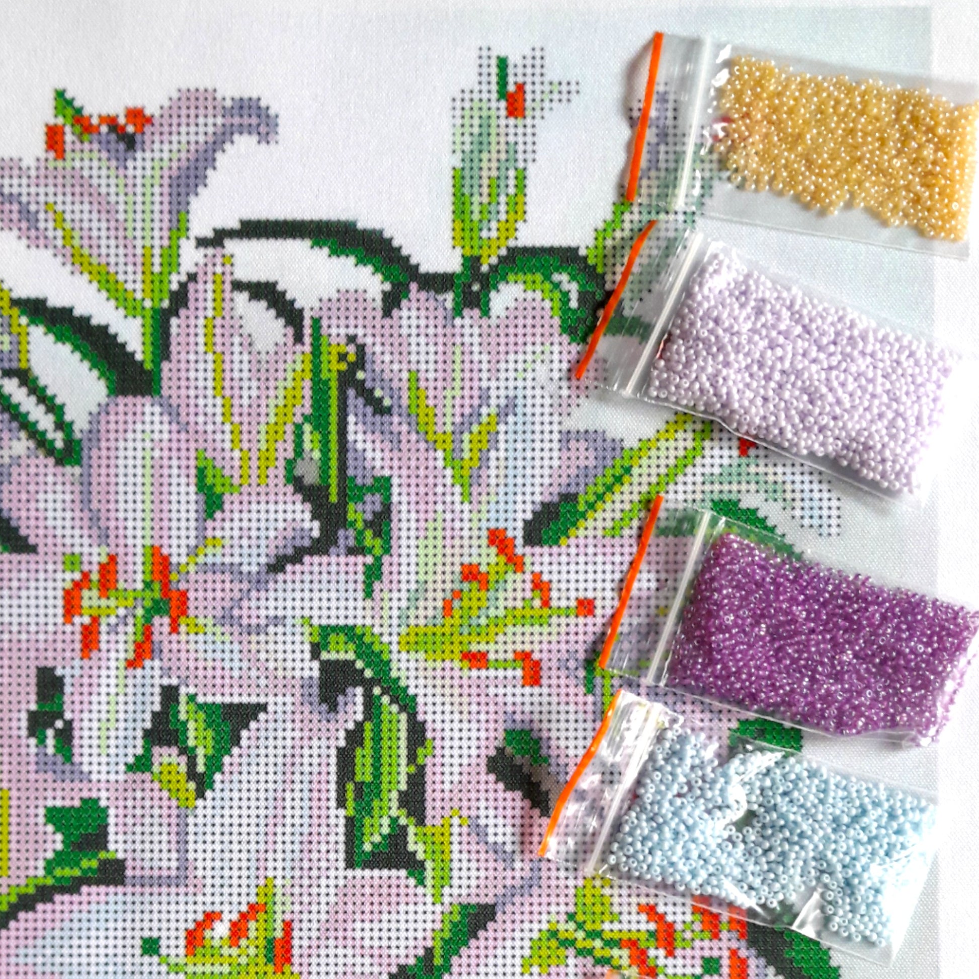 Bead embroidery kit "White lilies". Home decor. - VadymShop