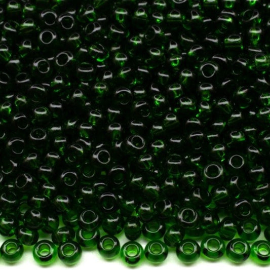 10/0 50060 Preciosa Perline di Vetro Ceco Rocaille 2.3mm. Verde Trasparente naturale.