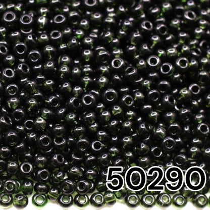 10/0 50290 Perles de graines Preciosa. Vert Transparent naturel.