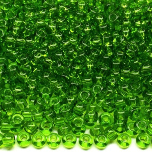 10/0 50430 Preciosa Perline di Vetro Ceco Rocaille 2.3mm. Verde Trasparente naturale.