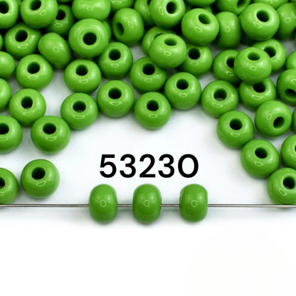 2/0 53230 Preciosa Çek Camı Kum Boncuğu Rocaille Boncuk 6.1mm. Yeşil Opak Doğal.