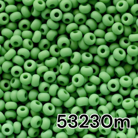 10/0 53230matte Preciosa Seed Beads. Opaque green.