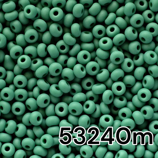 10/0 53240matte Preciosa Seed Beads. Opaque green.